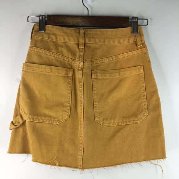 Pacsun Gold Denim Skirt Raw Hem Size 23 - Picture 5 of 7